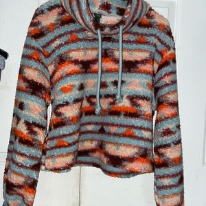 fuzzy multi colored sweater (with turtle neck)